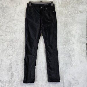 AG Mari High Rise Slim Straight Jeans Womens 25 Black Velvet Stretch Pants
